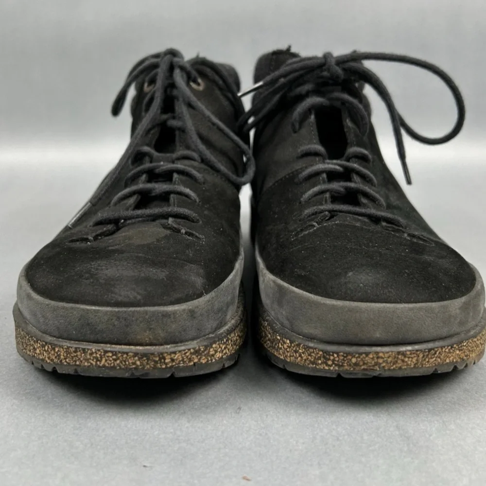 Birkenstock “Honnef High” Black Nubuck Leather Ankle Boot | Woolen Footbed | EUC